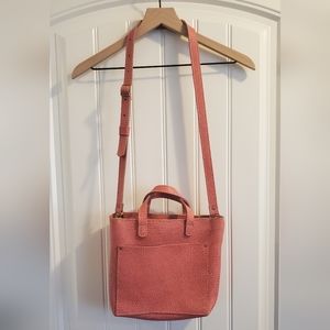 Portland Leather Mini Crossbody Tote in Flamingo